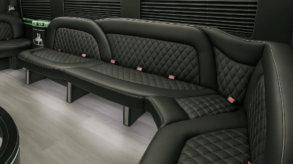 Interior of Exeter Party Bus Company's 14 Passenger Sprinter Limousine in Exeter