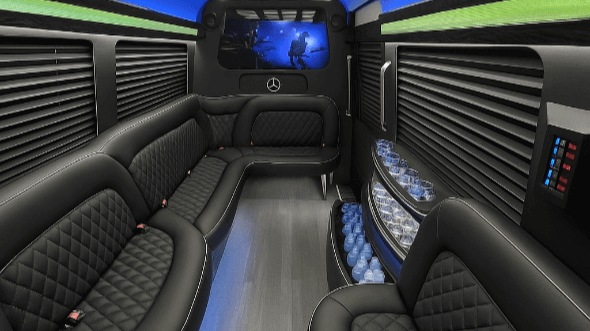 Interior of Tredyffrin Party Bus Company's 14 Passenger Sprinter Limousine in Tredyffrin