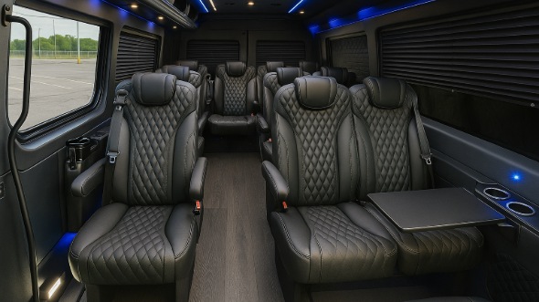 Interior of Pennsylvania Party Bus Company's 15 Passenger Minibus in Pennsylvania