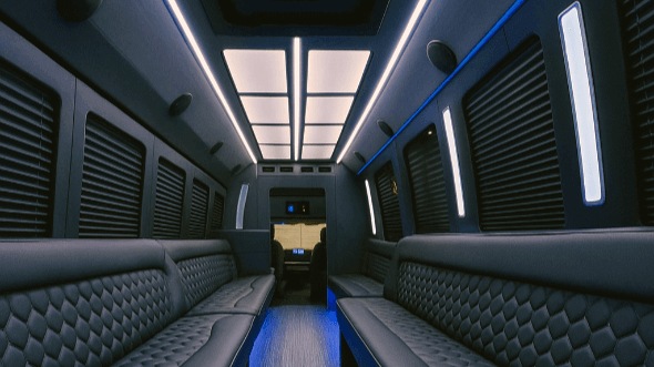Interior of Exeter Party Bus Company's 25 Passenger Party Bus in Exeter