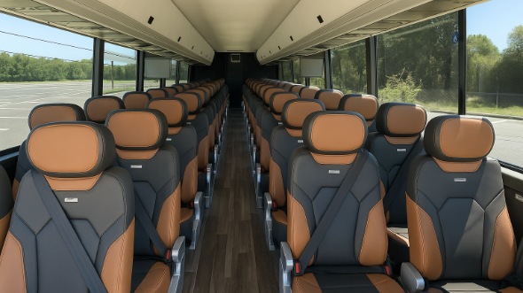 Interior of Pennsylvania Party Bus Company's 40 Passenger Charter Bus in Pennsylvania