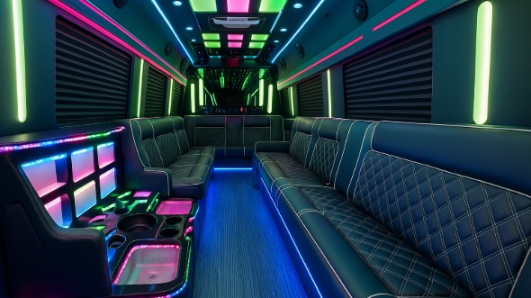 Interior of Harrisburg Party Bus Company's 40 Passenger Party Bus in Harrisburg