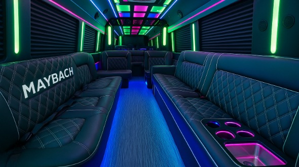 Interior of Warminster Party Bus Company's 40 Passenger Party Bus in Warminster