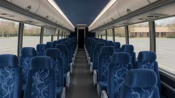 Interior of Pennsylvania Party Bus Company's 44 Passenger Charter Bus in Pennsylvania