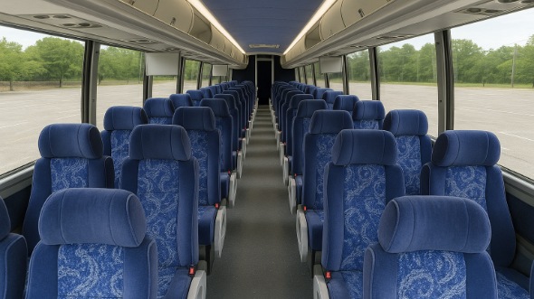 Interior of Pennsylvania Party Bus Company's 45 Passenger Charter Bus in Pennsylvania