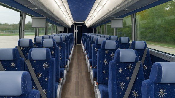 Interior of Pennsylvania Party Bus Company's 48 Passenger Charter Bus in Pennsylvania