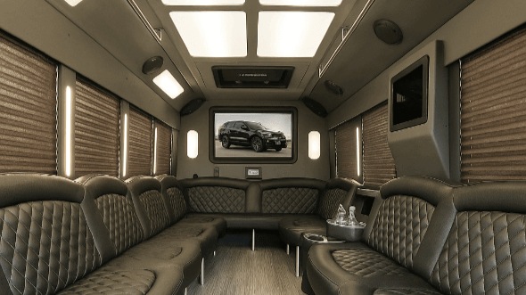 Interior of Hampden Party Bus Company's 50 Passenger Party Bus in Hampden