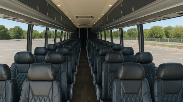 Interior of Pennsylvania Party Bus Company's 51 Passenger Charter Bus in Pennsylvania