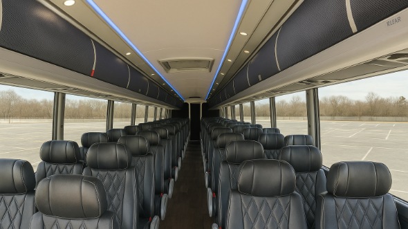 Interior of Pennsylvania Party Bus Company's 54 Passenger Charter Bus in Pennsylvania