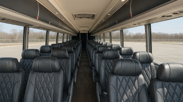 Interior of Pennsylvania Party Bus Company's 55 Passenger Charter Bus in Pennsylvania
