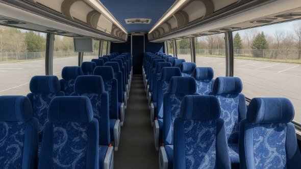 Interior of Pennsylvania Party Bus Company's 56 Passenger Charter Bus in Pennsylvania